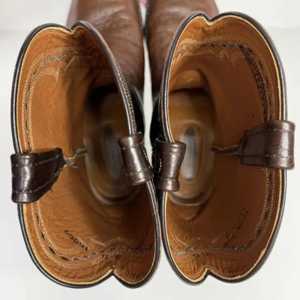 Lucchese 2000 Boots Men 9 D Brown Exotic Smooth Ostrich Cowboy Roper USA EUC